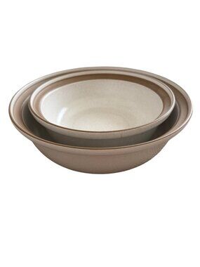 Heath Ceramics Set of 2 Serving Bowl Cream Brown Handmade Stoneware USA